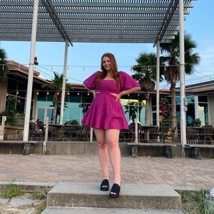 Free People Cross Of Sunlight Mini Dress Raspberry Sherbet